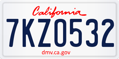 CA license plate 7KZO532