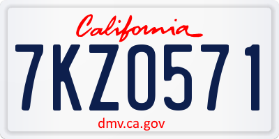 CA license plate 7KZO571