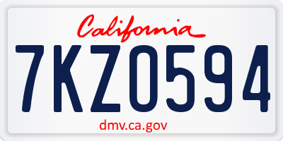 CA license plate 7KZO594