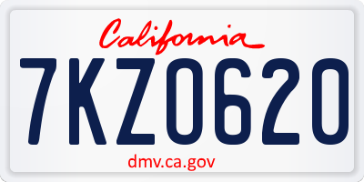 CA license plate 7KZO620