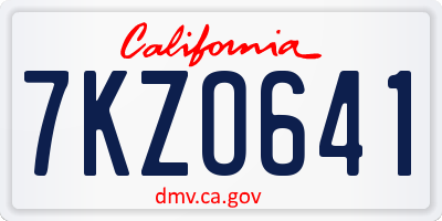 CA license plate 7KZO641