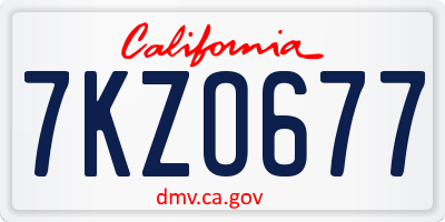 CA license plate 7KZO677