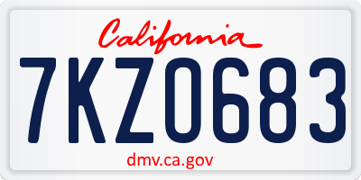 CA license plate 7KZO683