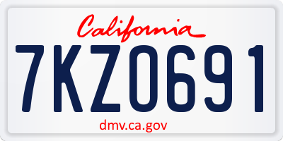 CA license plate 7KZO691