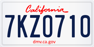 CA license plate 7KZO710