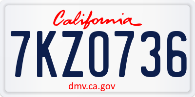 CA license plate 7KZO736