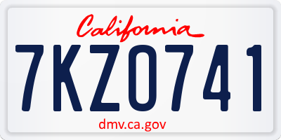 CA license plate 7KZO741