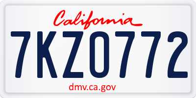CA license plate 7KZO772