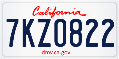 CA license plate 7KZO822
