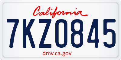 CA license plate 7KZO845