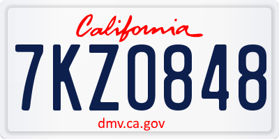 CA license plate 7KZO848