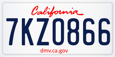 CA license plate 7KZO866