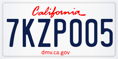 CA license plate 7KZP005