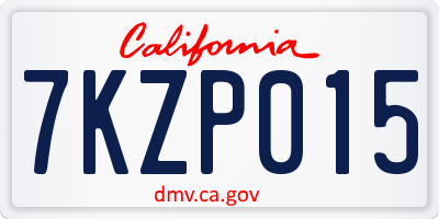 CA license plate 7KZP015