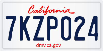 CA license plate 7KZP024