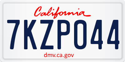 CA license plate 7KZP044