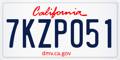 CA license plate 7KZP051