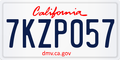 CA license plate 7KZP057