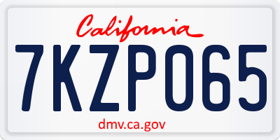 CA license plate 7KZP065