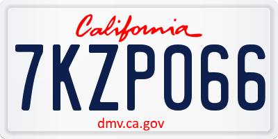 CA license plate 7KZP066
