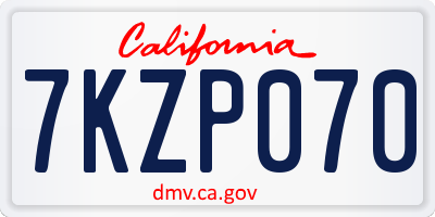 CA license plate 7KZP070