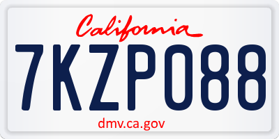 CA license plate 7KZP088
