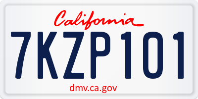 CA license plate 7KZP101