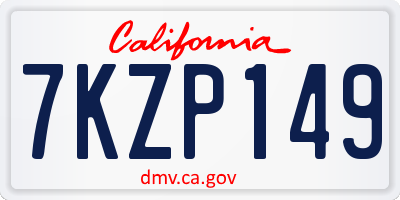 CA license plate 7KZP149
