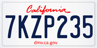 CA license plate 7KZP235