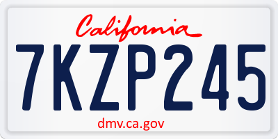 CA license plate 7KZP245