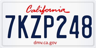 CA license plate 7KZP248