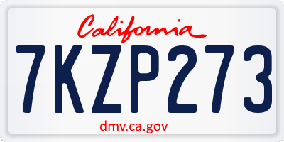 CA license plate 7KZP273
