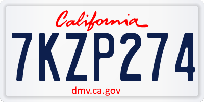 CA license plate 7KZP274