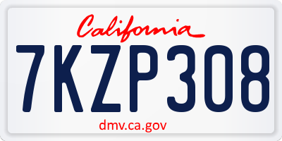 CA license plate 7KZP308