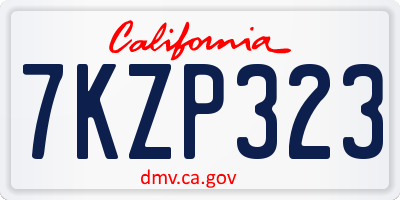 CA license plate 7KZP323