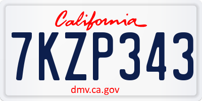 CA license plate 7KZP343