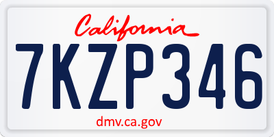 CA license plate 7KZP346