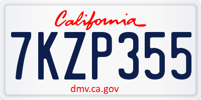 CA license plate 7KZP355