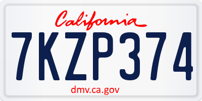 CA license plate 7KZP374