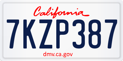 CA license plate 7KZP387