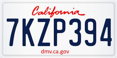 CA license plate 7KZP394