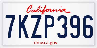 CA license plate 7KZP396