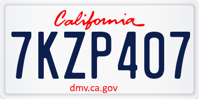 CA license plate 7KZP407
