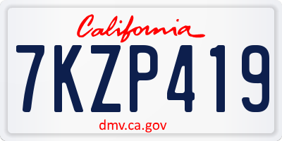 CA license plate 7KZP419