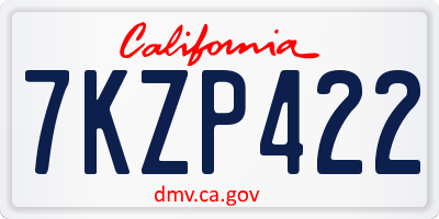 CA license plate 7KZP422