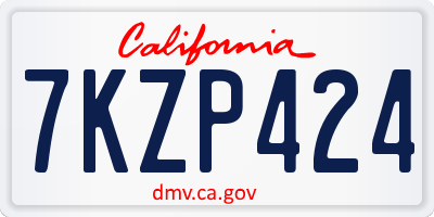 CA license plate 7KZP424
