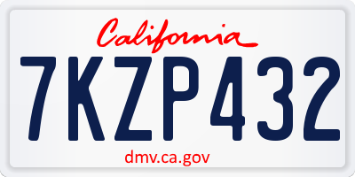 CA license plate 7KZP432