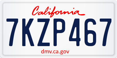 CA license plate 7KZP467