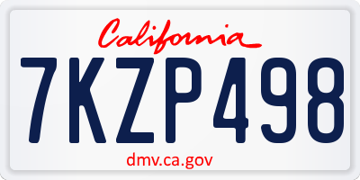 CA license plate 7KZP498