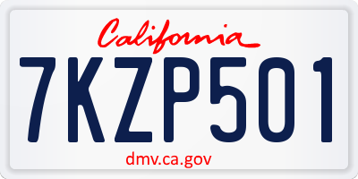 CA license plate 7KZP501